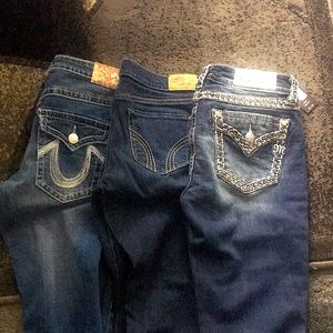 Three pairs of ladies jeans